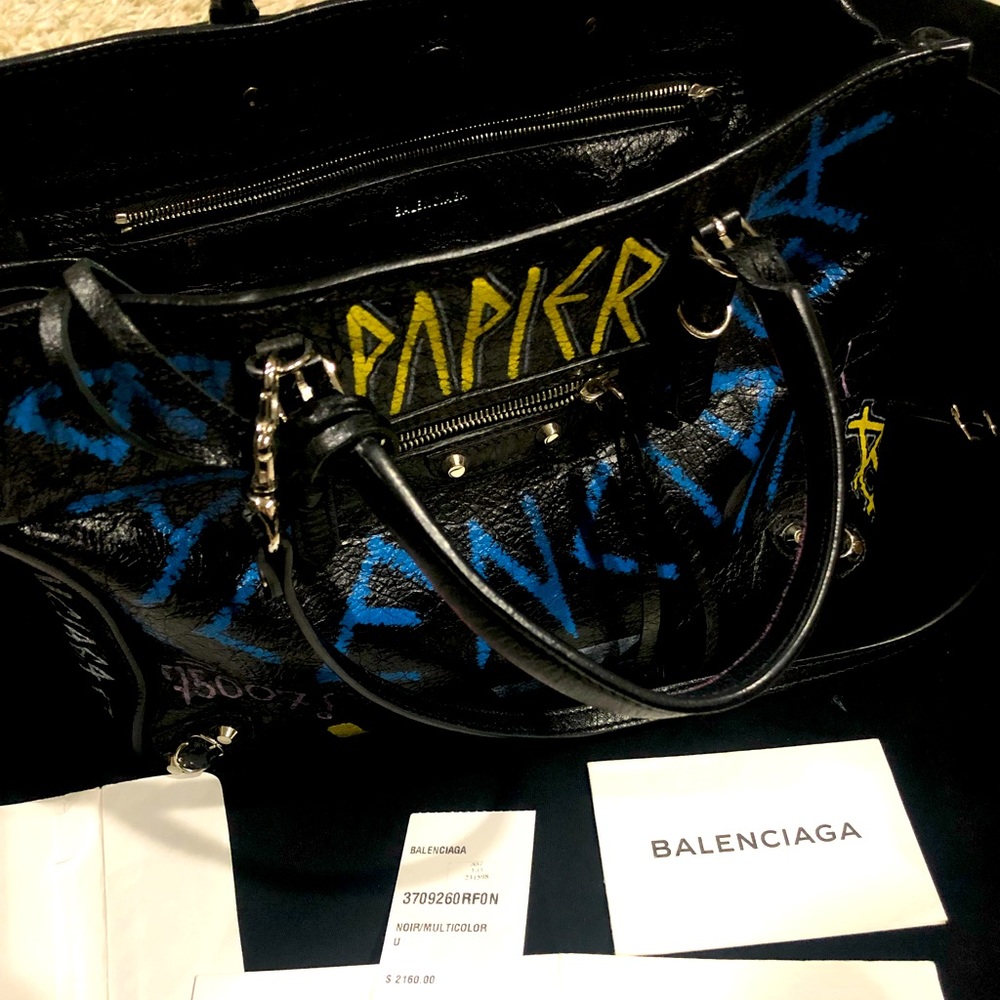 Balenciaga Papier Graffiti Small tote crossbody